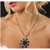 Image 2 : 14KT White Gold 32.34ctw Sapphire & Diamond Pendant with Chain