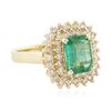 Image 2 : 14KT Yellow Gold 1.96ct Emerald and Diamond Ring