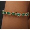 Image 6 : 14KT Yellow Gold 19.20ctw Emerald and Diamond Bracelet