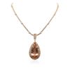 Image 3 : 14KT Rose Gold GIA Certified 42.02ct Morganite and Diamond Pendant With Chain