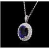 Image 8 : 14KT White Gold GIA Certified 17.92ct Tanzanite and Diamond Pendant With Chain