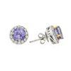 Image 2 : 14KT White Gold 2.98ctw Tanzanite and Diamond Stud Earrings