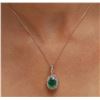 Image 2 : 14KT Rose Gold 3.05ct Emerald and Diamond Penadnt With Chain