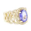 Image 2 : 14KT Yellow Gold 3.29ct Tanzanite and Diamond Ring