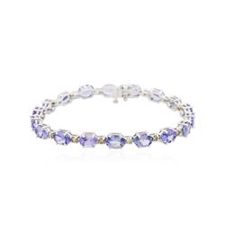14KT White Gold 14.98ctw Tanzanite and Diamond Bracelet