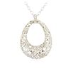Image 4 : 14KT White Gold 0.46ctw Diamond Pendant With Chain
