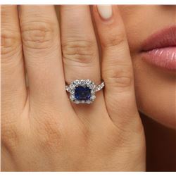 14KT White Gold 3.00ct Sapphire and Diamond Ring