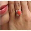 Image 4 : 14KT Yellow Gold 3.15ct Coral, Ruby and Diamond Ring