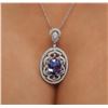 Image 6 : 14KT White Gold 8.01ct Tanzanite and Diamond Pendant With Chain
