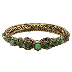 10KT Yellow Gold 17.79ctw Emerald Bangle Bracelet