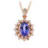 Image 4 : 14KT Rose Gold 3.33ct Tanzanite and Diamond Pendant with Chain