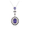 Image 4 : 14KT White Gold 3.72ctw Tanzanite and Diamond Pendant With Chain