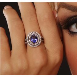 14KT White Gold 1.82ct Tanzanite and Diamond Ring