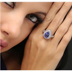 14KT White Gold 3.04ct Tanzanite and Diamond Ring