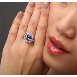 14KT White Gold 3.21ct Tanzanite and Diamond Ring