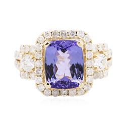 14KT Yellow Gold 3.32ct Tanzanite and Diamond Ring