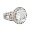Image 2 : 14KT White Gold 3.09ct Aquamarine and Diamond Ring