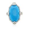 Image 1 : 14KT White Gold Turquoise and Diamond Ring