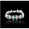 Image 3 : 18KT White Gold 3.20ctw Emerald and Diamond Bracelet