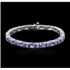 Image 3 : 14KT White Gold 15.39ctw Tanzanite and Diamond Bracelet