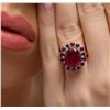 Image 2 : 14KT Yellow Gold 10.42ctw Ruby, Sapphire and Diamond Ring