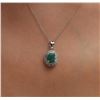 Image 1 : 14KT White Gold 1.33ct Emerald and Diamond Pendant With Chain
