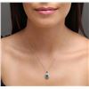 Image 2 : 14KT White Gold 1.33ct Emerald and Diamond Pendant With Chain