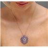 Image 2 : 14KT Rose Gold 7.06ctw Tanzanite and Diamond Pendant With Chain