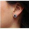 Image 3 : 14KT White Gold 1.04ctw Sapphire and Diamond Earrings