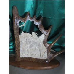 Moose Antler Carving by Well Known Alaska Artist Tom Cooper