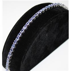 .925 STERLING SILVER TANZANITE TENNIS BRACELET