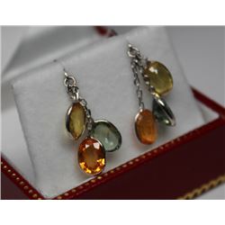 14KT. WHITE GOLD SAPPHIRE DROP STYLE EARRINGS