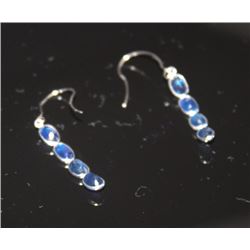 14KT. WHITE GOLD BLUE SAPPHIRE DROP STYLE EARRINGS