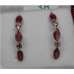 14K GOLD RUBY DIAMOND EARRINGS