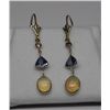 Image 1 : 14K GOLD OPAL, TANZANITE AND DIAMOND DROP EARRINGS