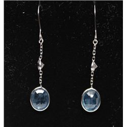 14K GOLD BLUE AND WHITE SAPPHIRE EARRINGS