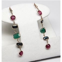 14K WHITE GOLD GEMSTONE DIAMOND EARRINGS