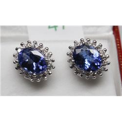 14K WHITE GOLD DIAMOND GEMSTONE EARRINGS