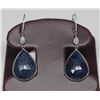 Image 1 : 14K WHITE GOLD SAPPHIRE DIAMOND EARRINGS