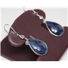 Image 2 : 14K WHITE GOLD SAPPHIRE DIAMOND EARRINGS