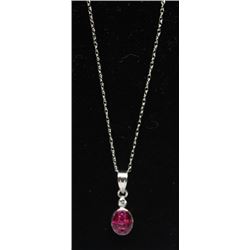 18KT LADIES WHITE GOLD RUBY & DIAMOND PENDANT W/
