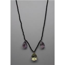 14KT YELLOW GOLD QUARTZ AND SPINEL NECKLACE