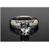Image 1 : 10KT WHITE GOLD AQUAMARINE AND DIAMOND RING