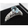 Image 3 : 10KT WHITE GOLD AQUAMARINE AND DIAMOND RING