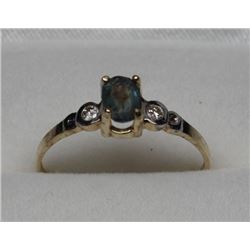14KT YELLOW GOLD ALEXANDRITE DIAMOND RING