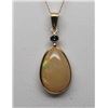 Image 2 : 14KT YELLOW GOLD BLUE DIAMOND OPAL PENDANT