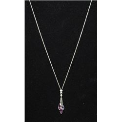 14KT WHITE GOLD DIAMOND SAPPHIRE NECKLACE