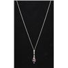 Image 1 : 14KT WHITE GOLD DIAMOND SAPPHIRE NECKLACE