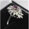 Image 2 : 14KT WHITE GOLD RUBY AND DIAMOND RING