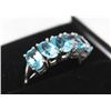 Image 2 : 14KT WHITE GOLD GEMSTONE BLUE TOPAZ RING, SIZE:6.6
